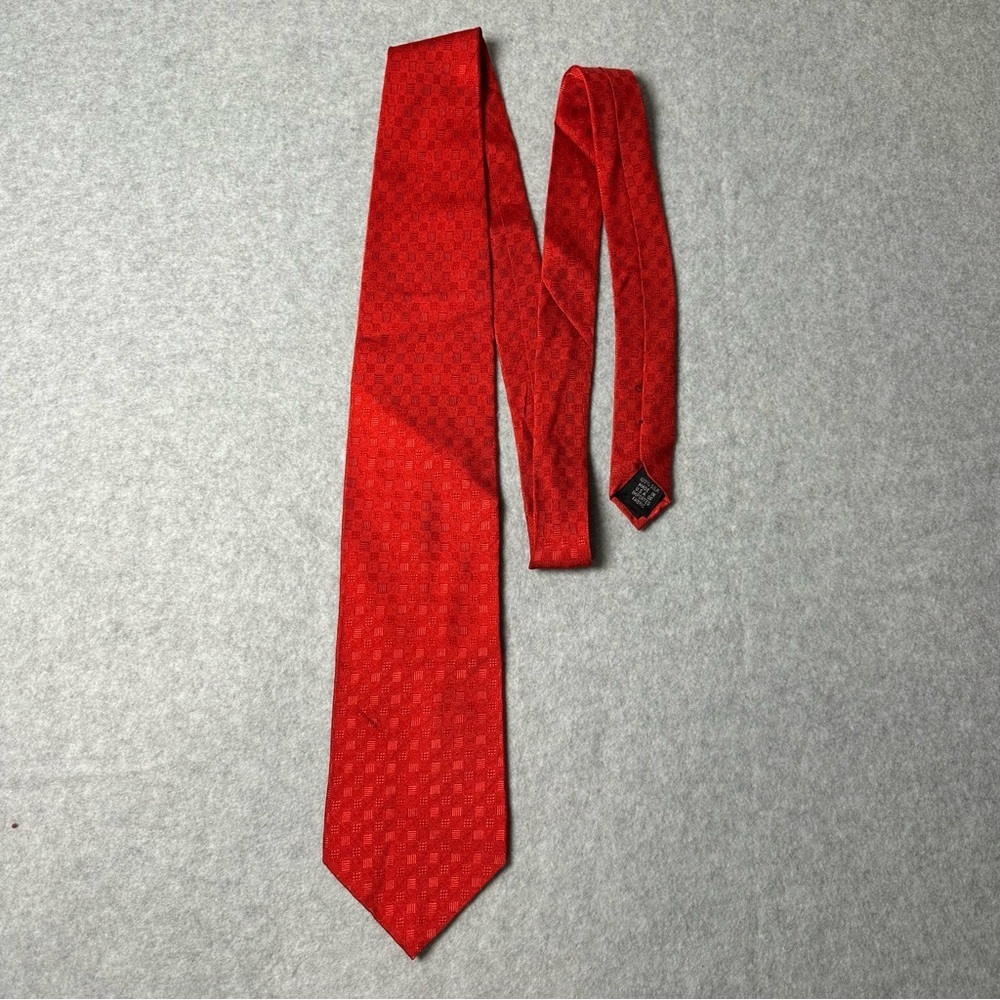 John Hill Executive Collection Red‎ Silk Geometric Pattern Men's Necktie